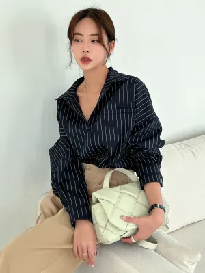 Shein DAZY Vertical Striped Drop Shoulder Oversized Shirt