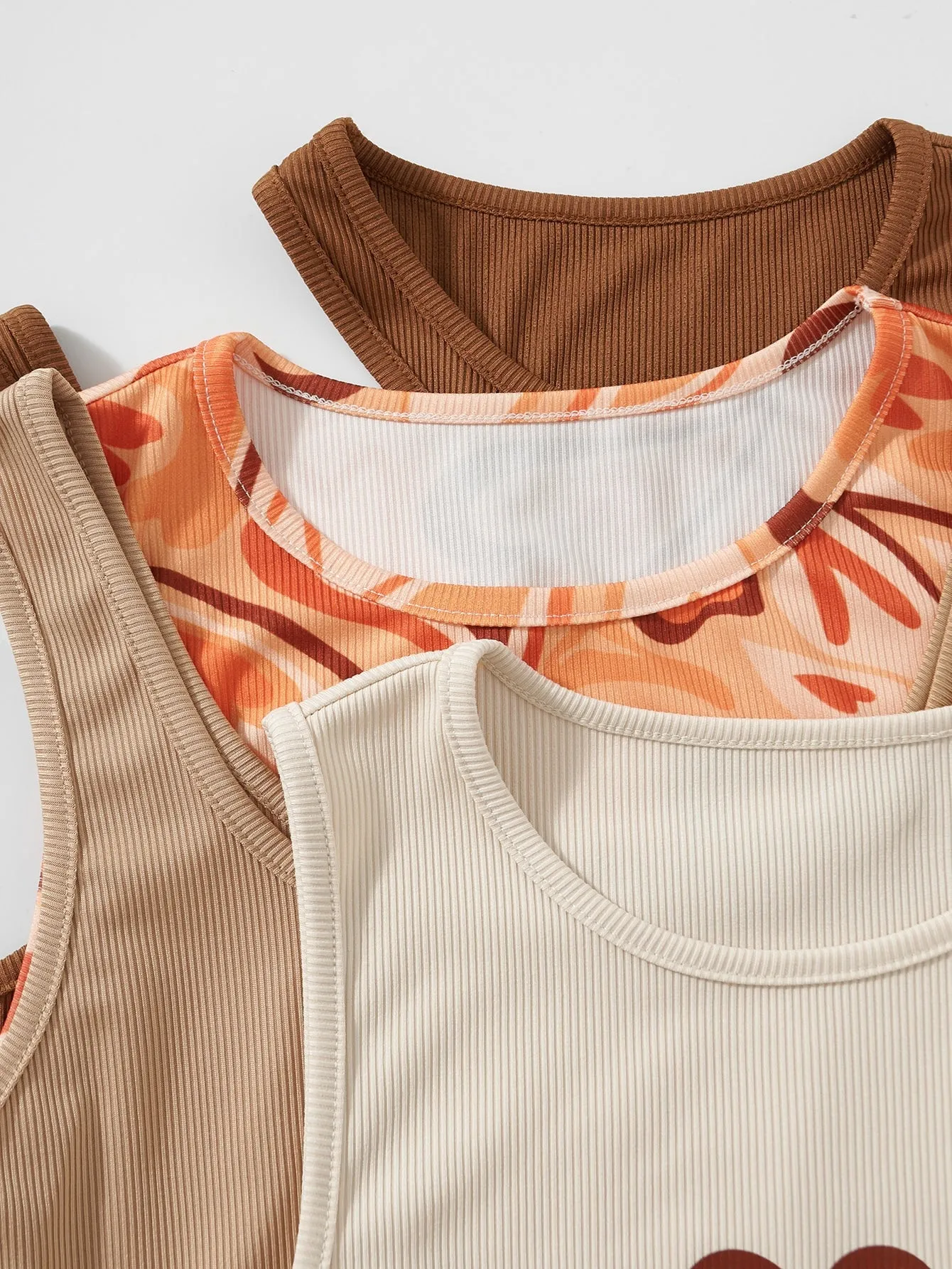 SHEIN Qutie 4pcs Heart Print Drawstring Side Tank Top