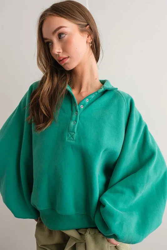 Snap Button Collared Sweater