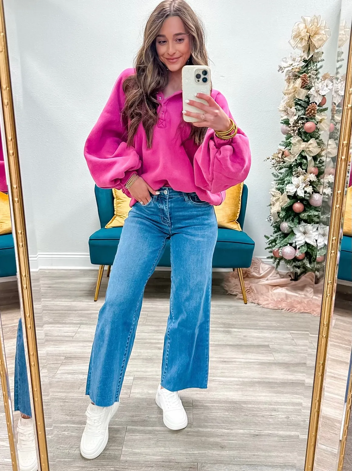 Snap Button Collared Sweater