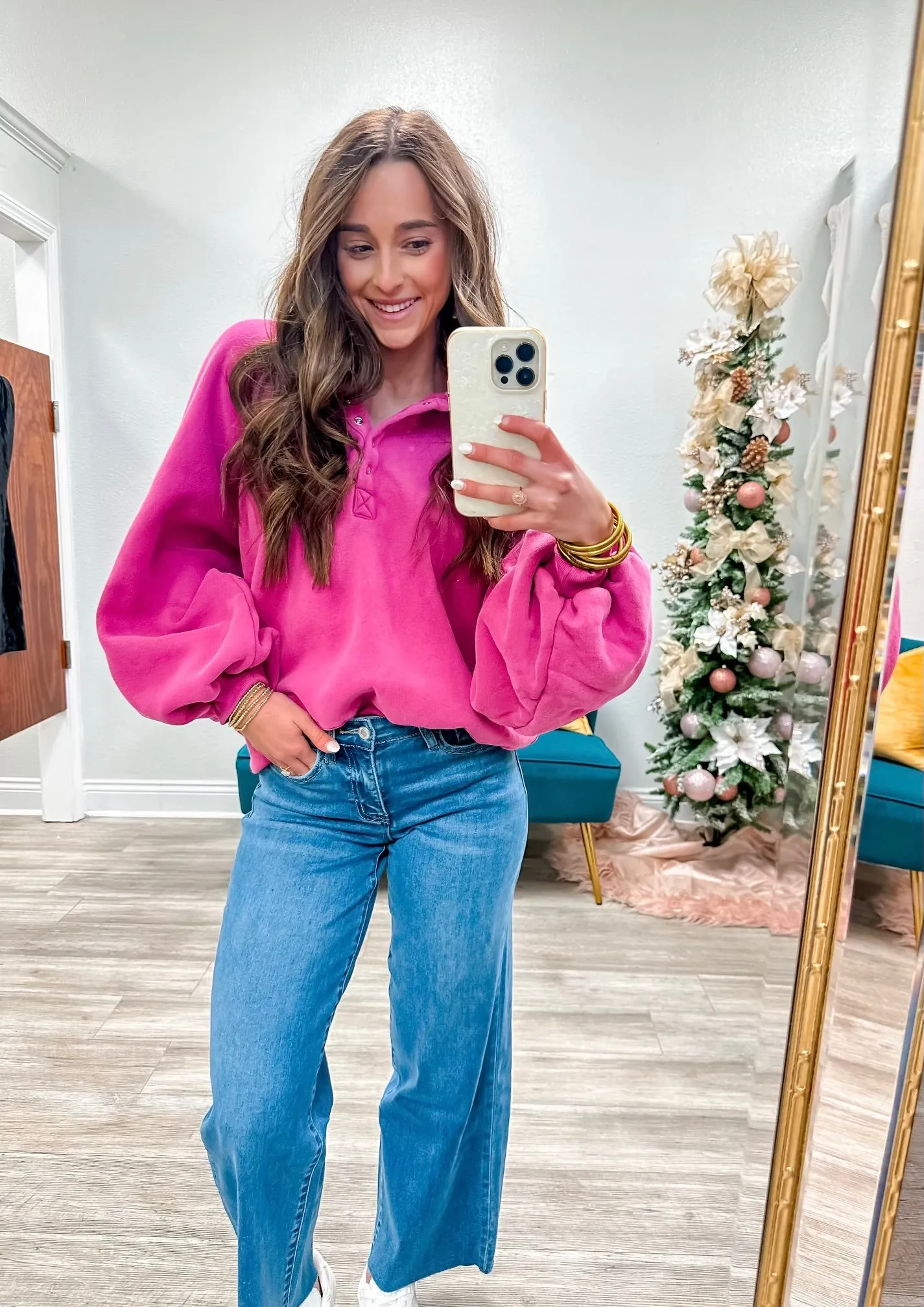 Snap Button Collared Sweater