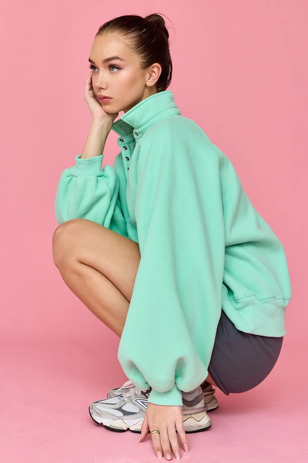 Snap Button Collared Sweater