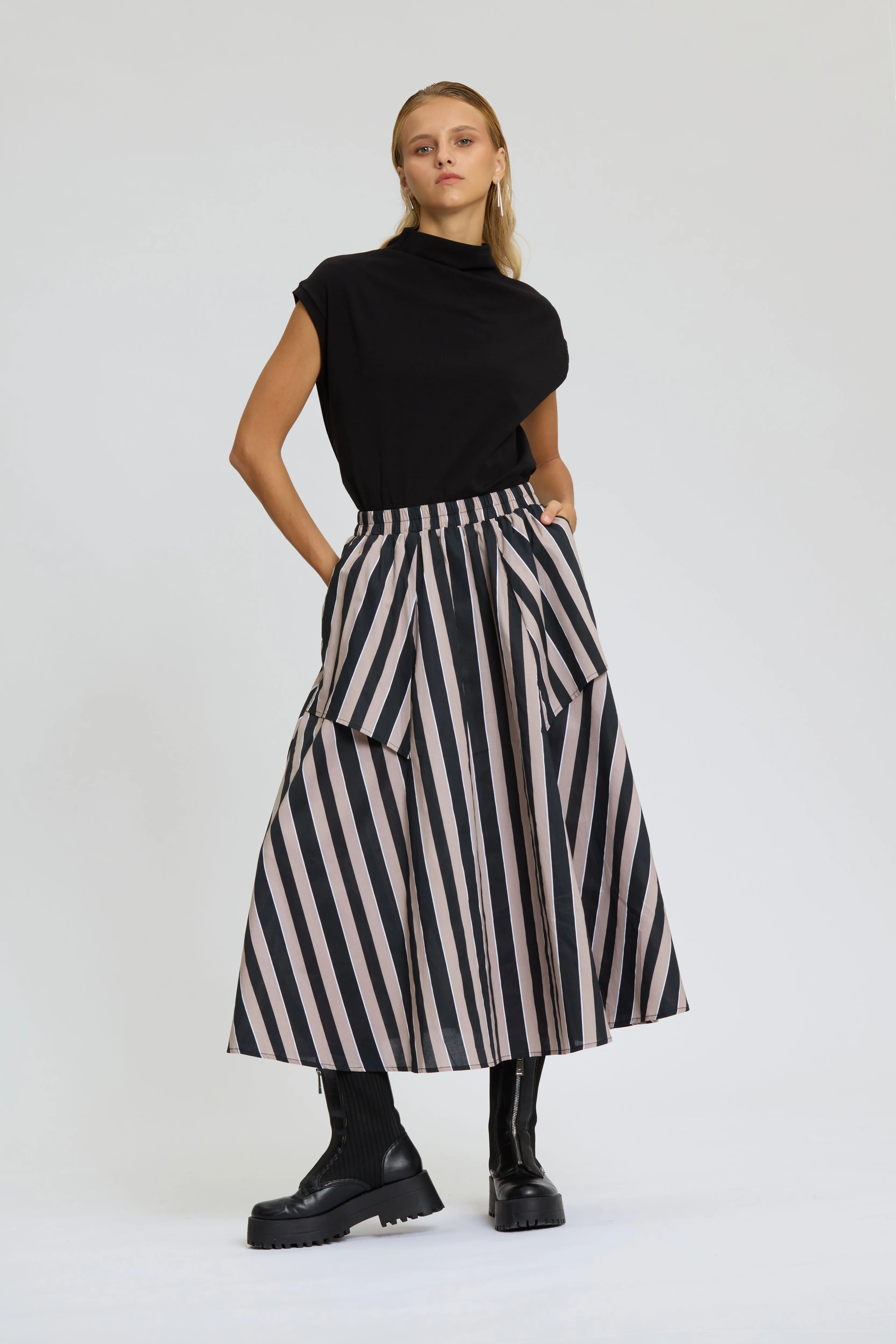 Stripe Wide Leg Skirt