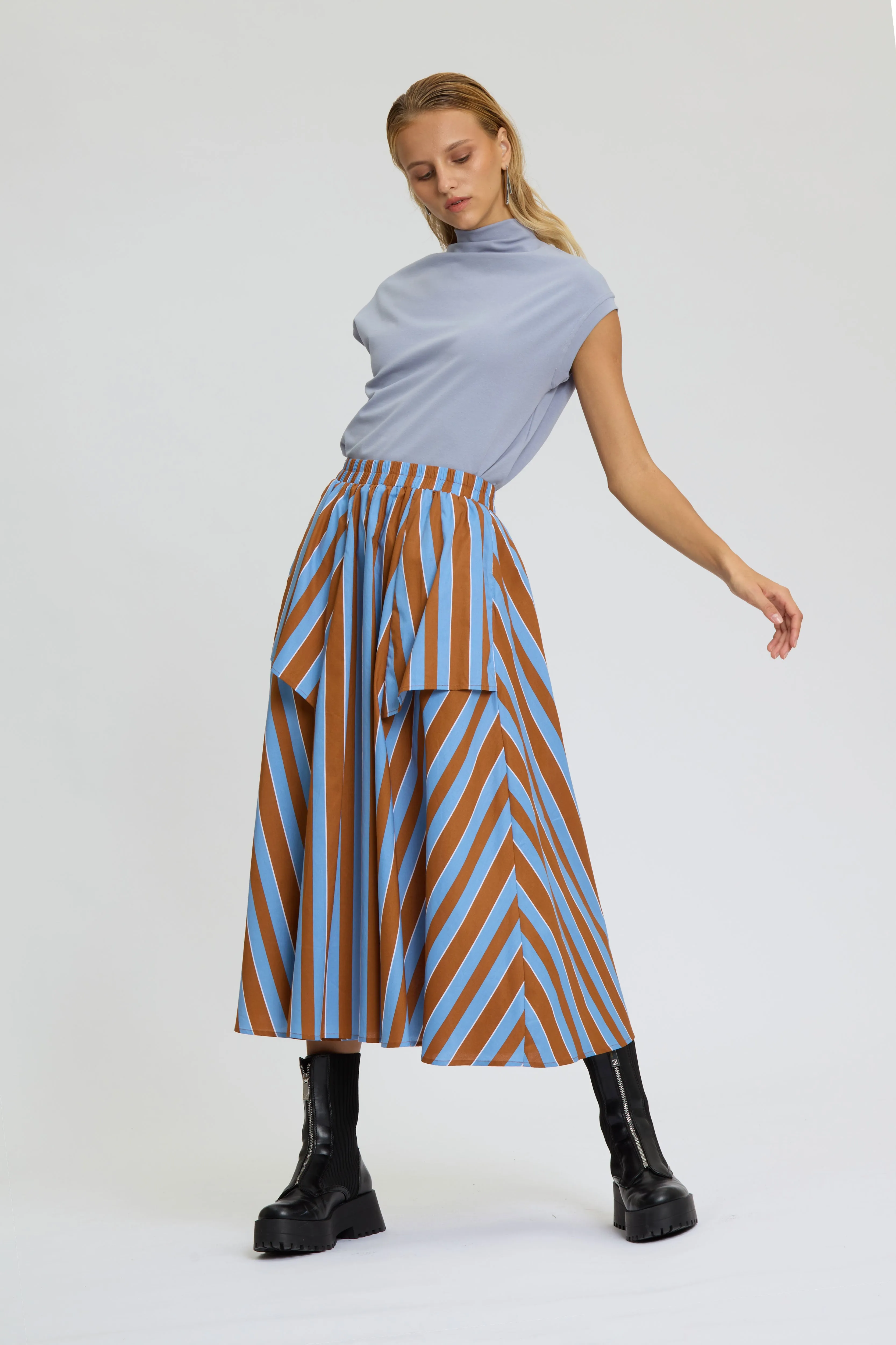 Stripe Wide Leg Skirt