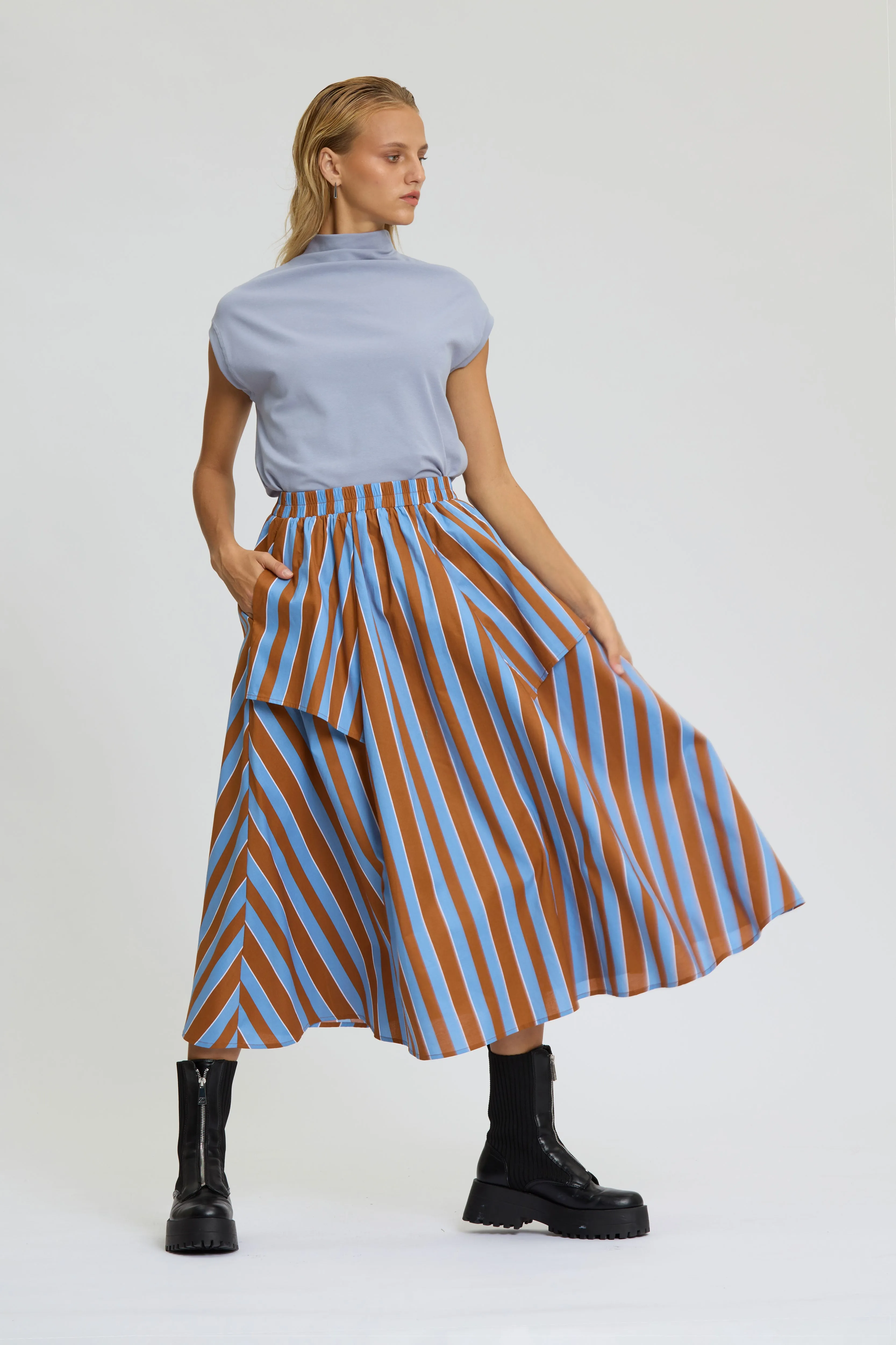 Stripe Wide Leg Skirt