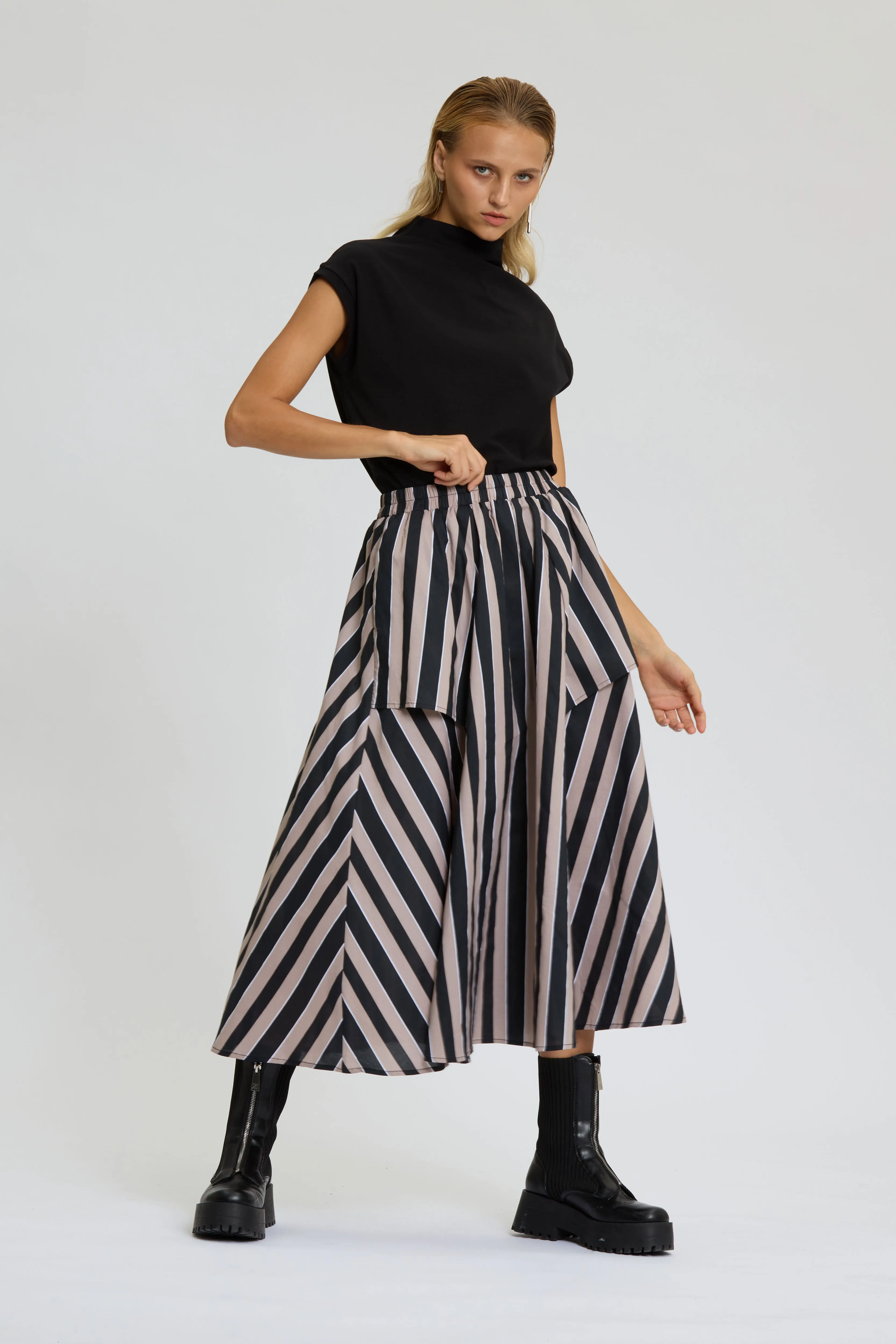 Stripe Wide Leg Skirt