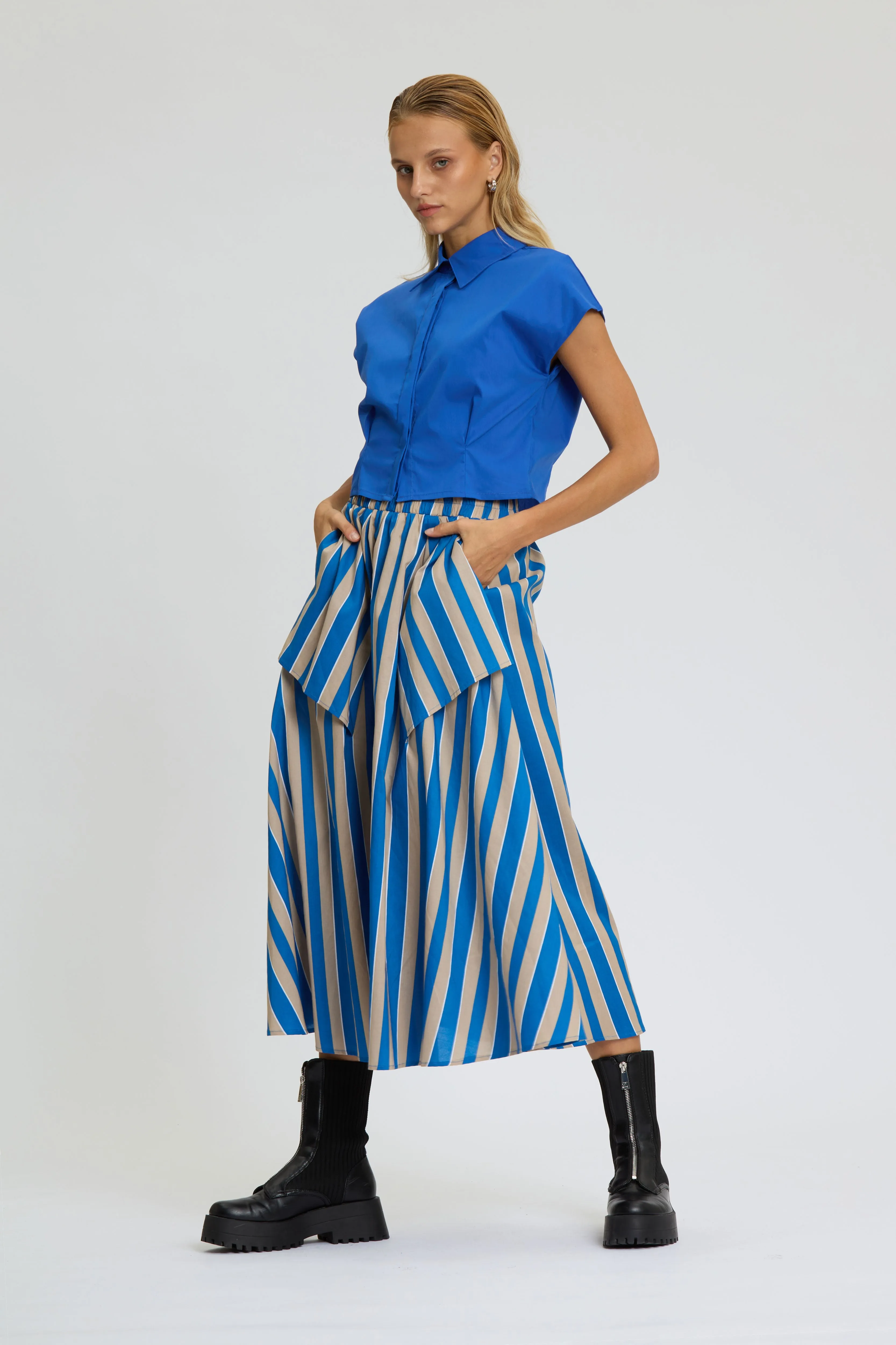 Stripe Wide Leg Skirt