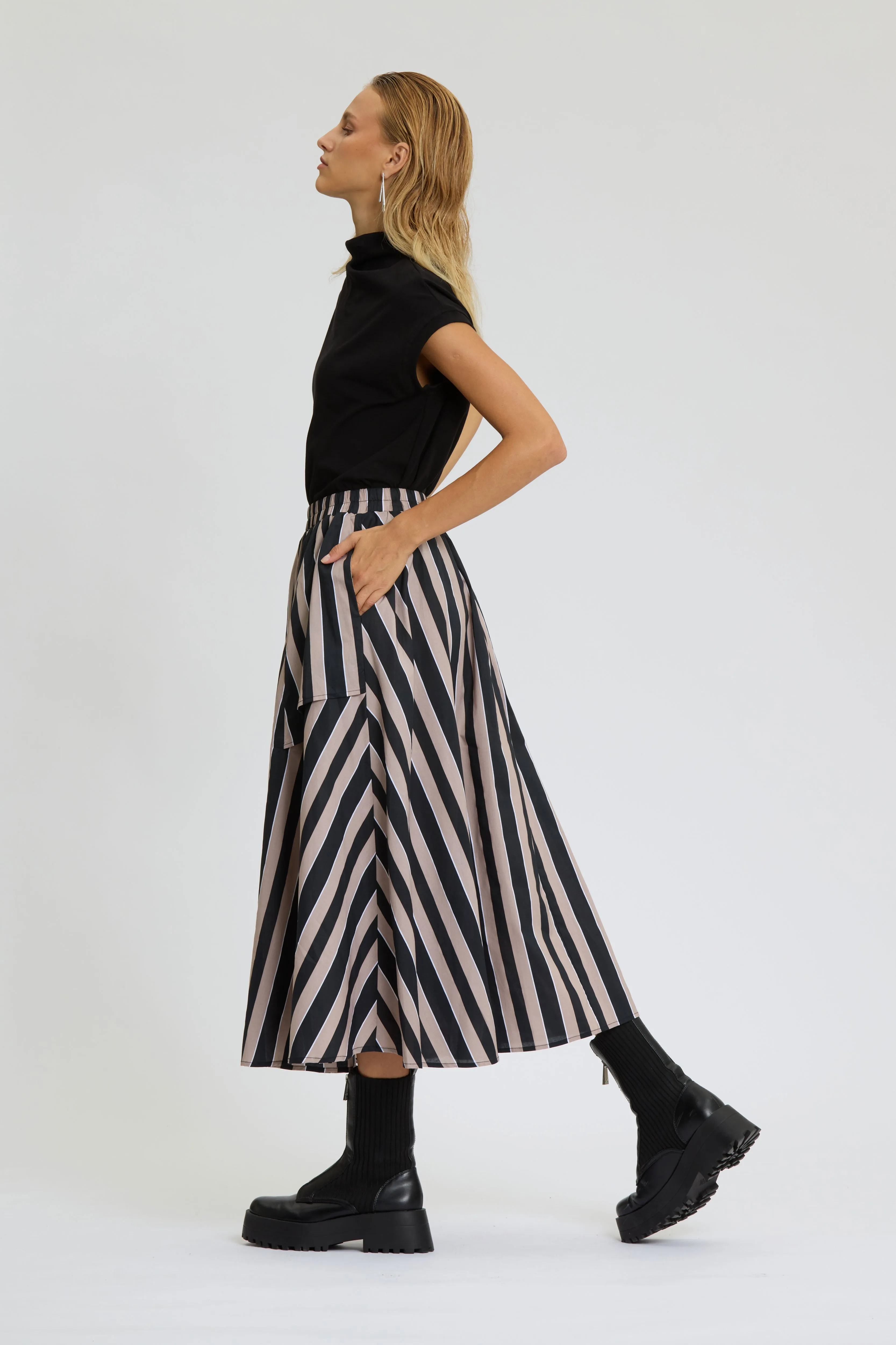 Stripe Wide Leg Skirt