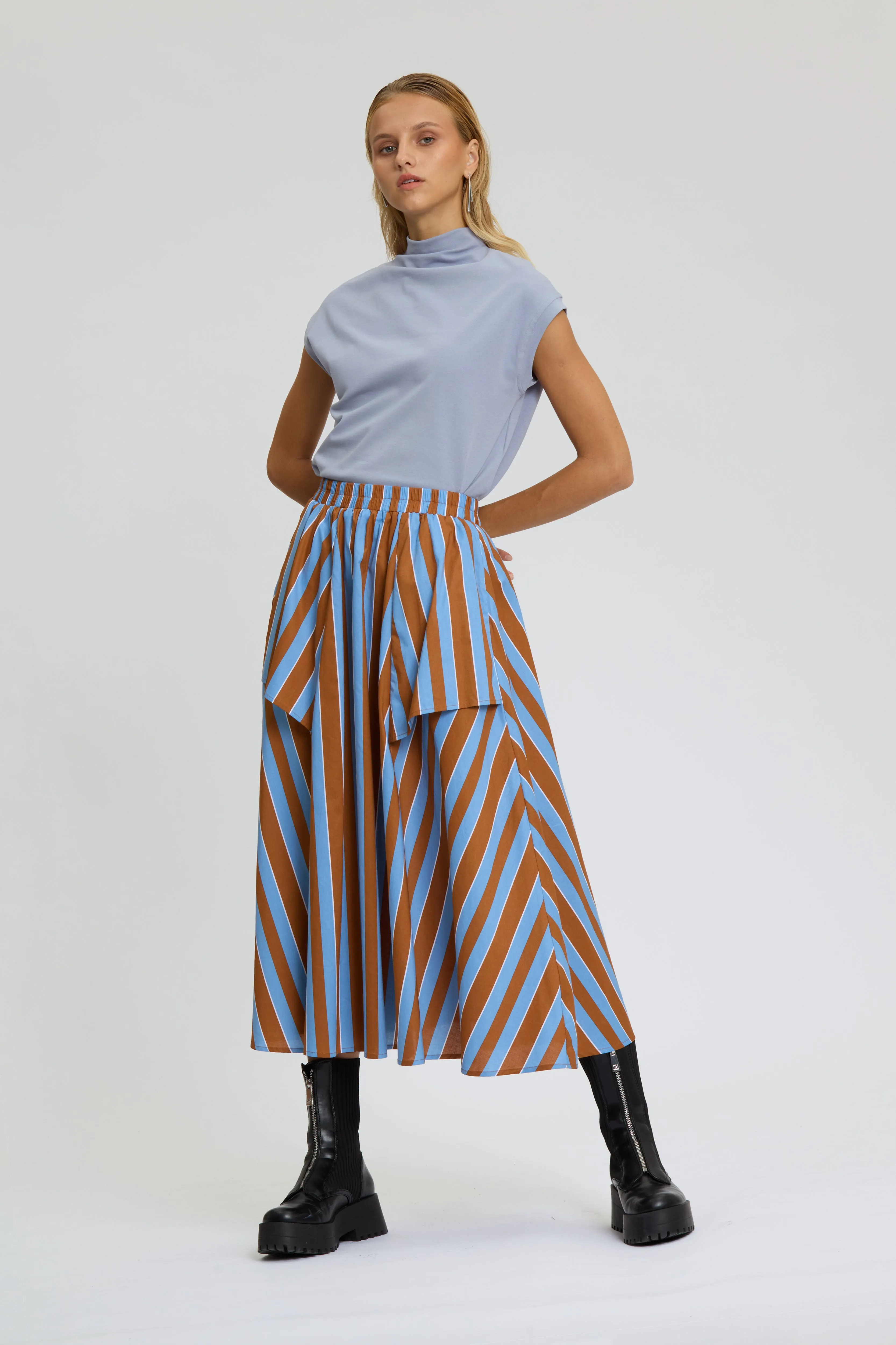 Stripe Wide Leg Skirt