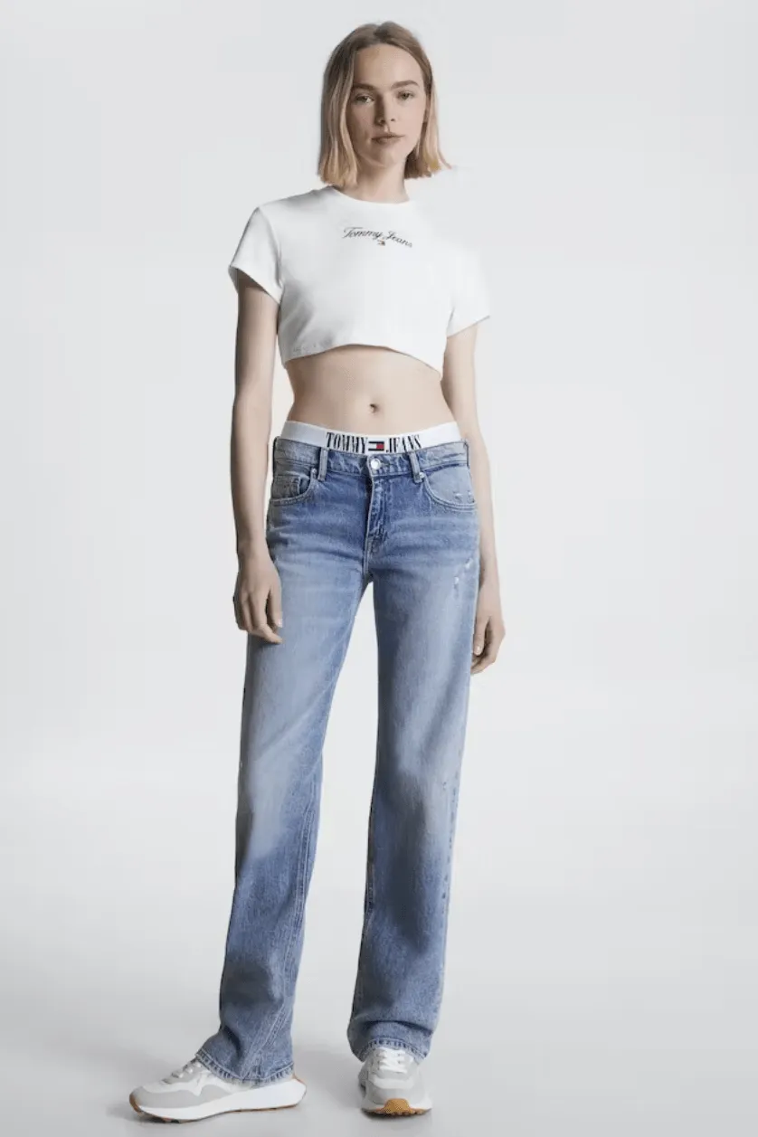 TOMMY JEANS TJW ULTRA CROP ESSENTIAL 1 EMBRO CROP - WHITE