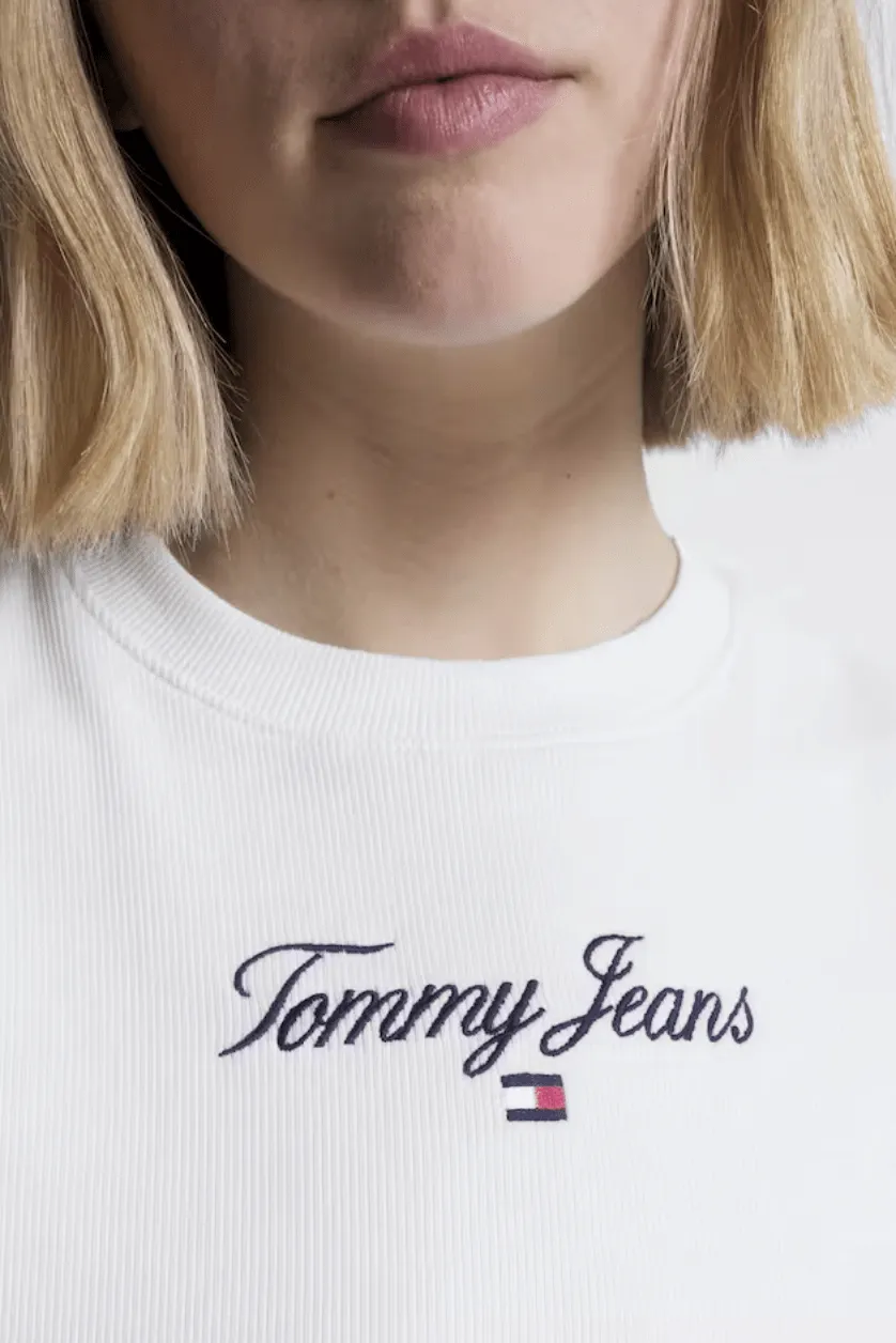 TOMMY JEANS TJW ULTRA CROP ESSENTIAL 1 EMBRO CROP - WHITE