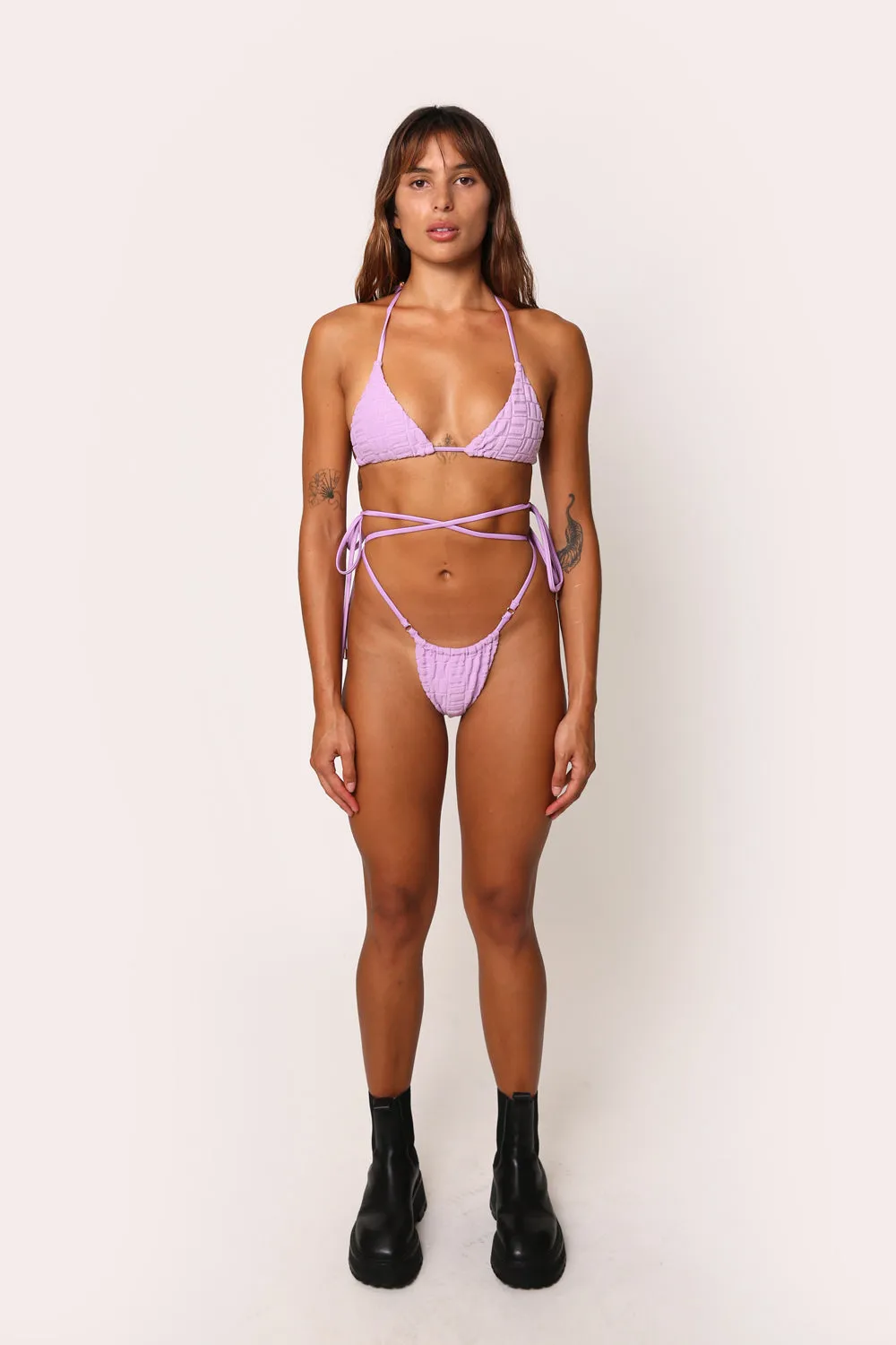 Toweling Tie Bottoms - Lilac