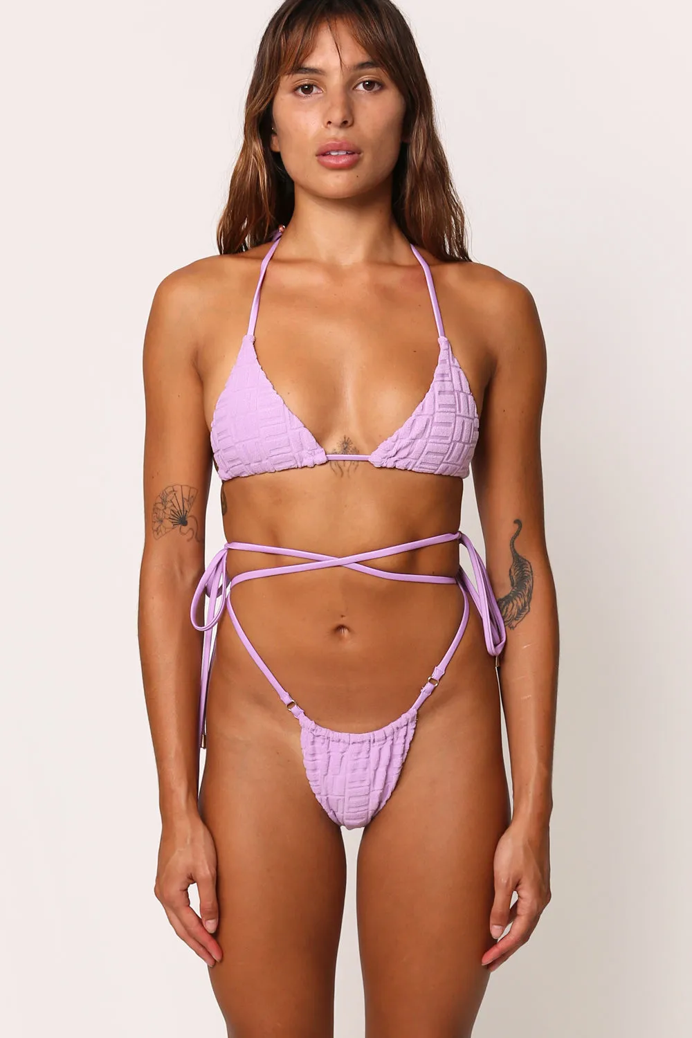 Toweling Tie Bottoms - Lilac