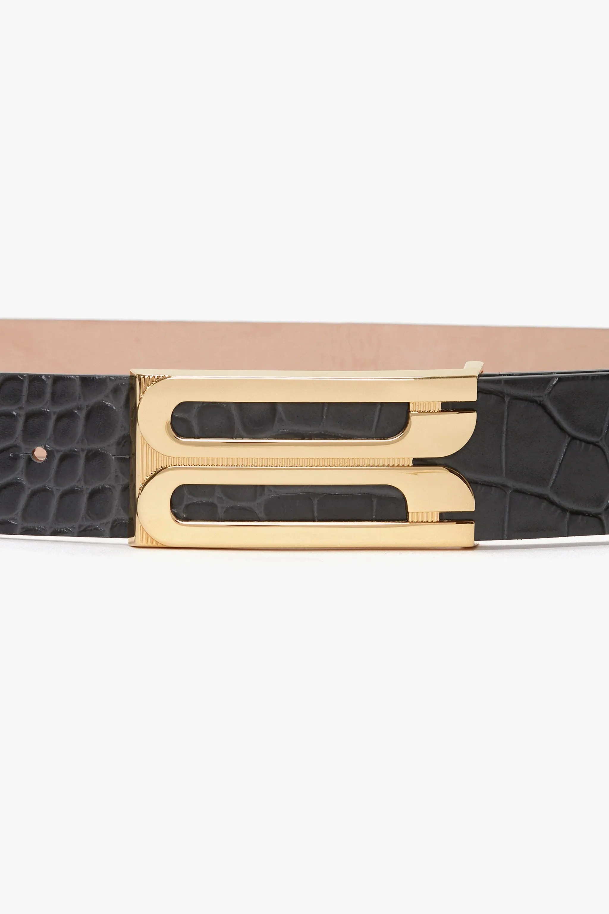 VICTORIA BECKHAM JUMBO BELT 3,8 CM CROCCO GREY