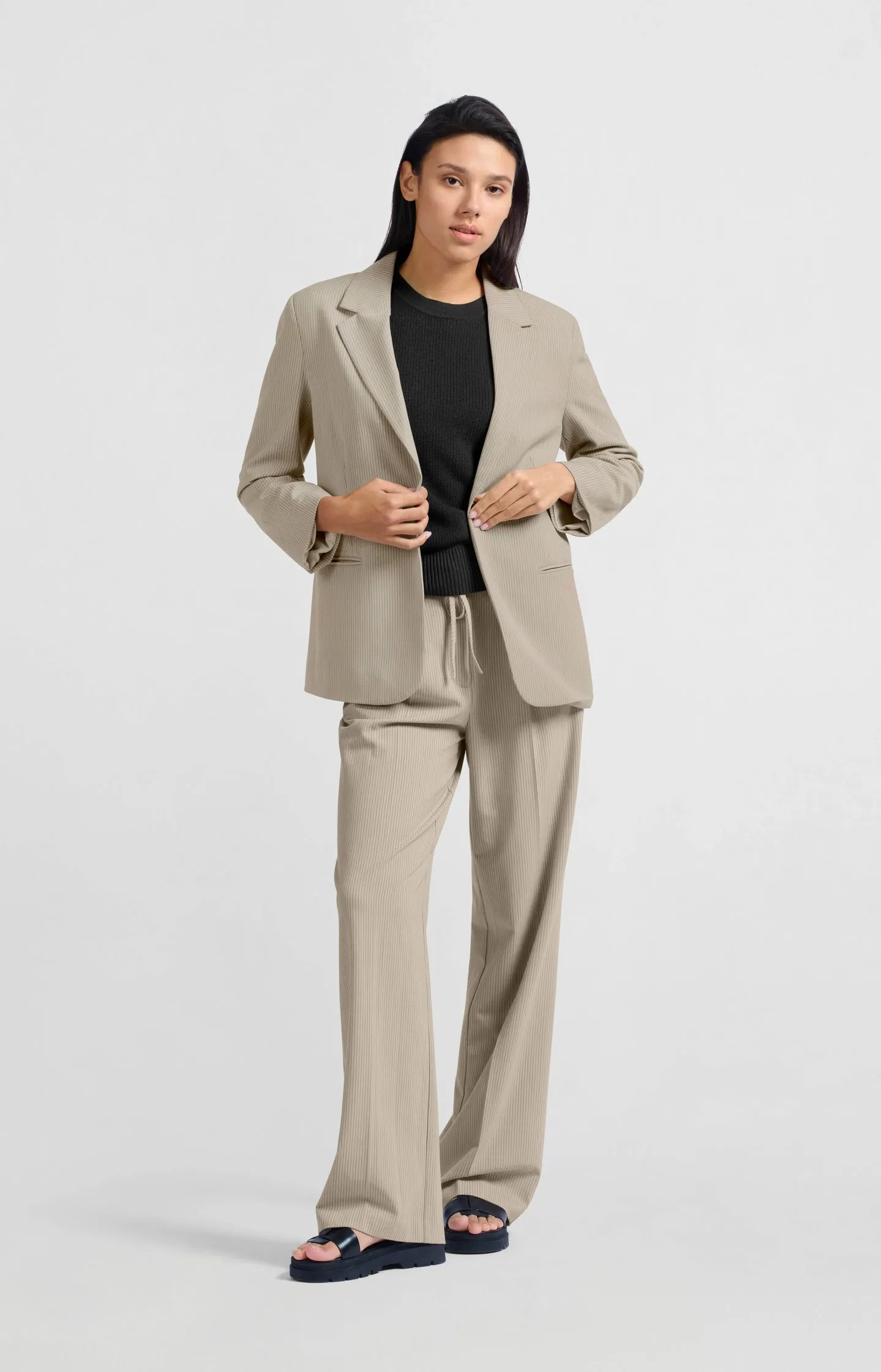 Wide-leg trousers with pinstripe