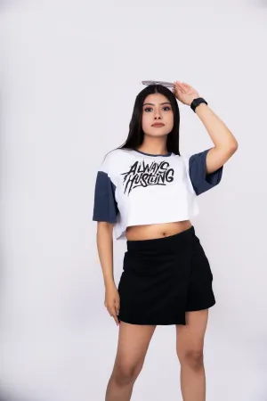 Women's Dual Color Always Hustling Oversize Crop Tshirt