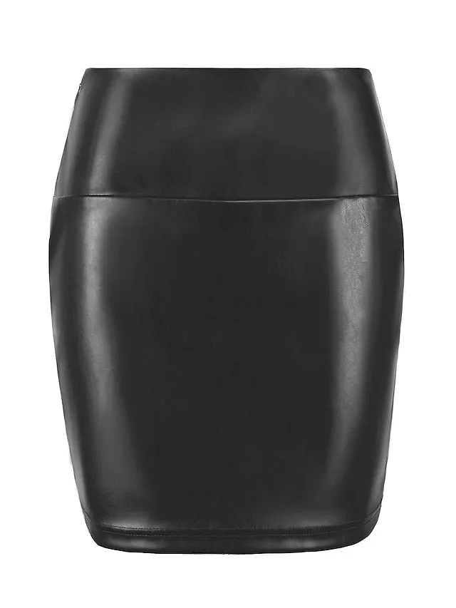 Women's Pencil Bodycon Work Skirts Mini PU Faux Leather Black Red Brown Skirts Spring High Waist Sexy Holiday Nightclub